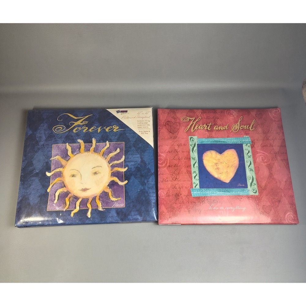 Flavia Scrapbooks Photo Albums Lot Of 2 Unused Celestial Sun Heart & Soul 12x12